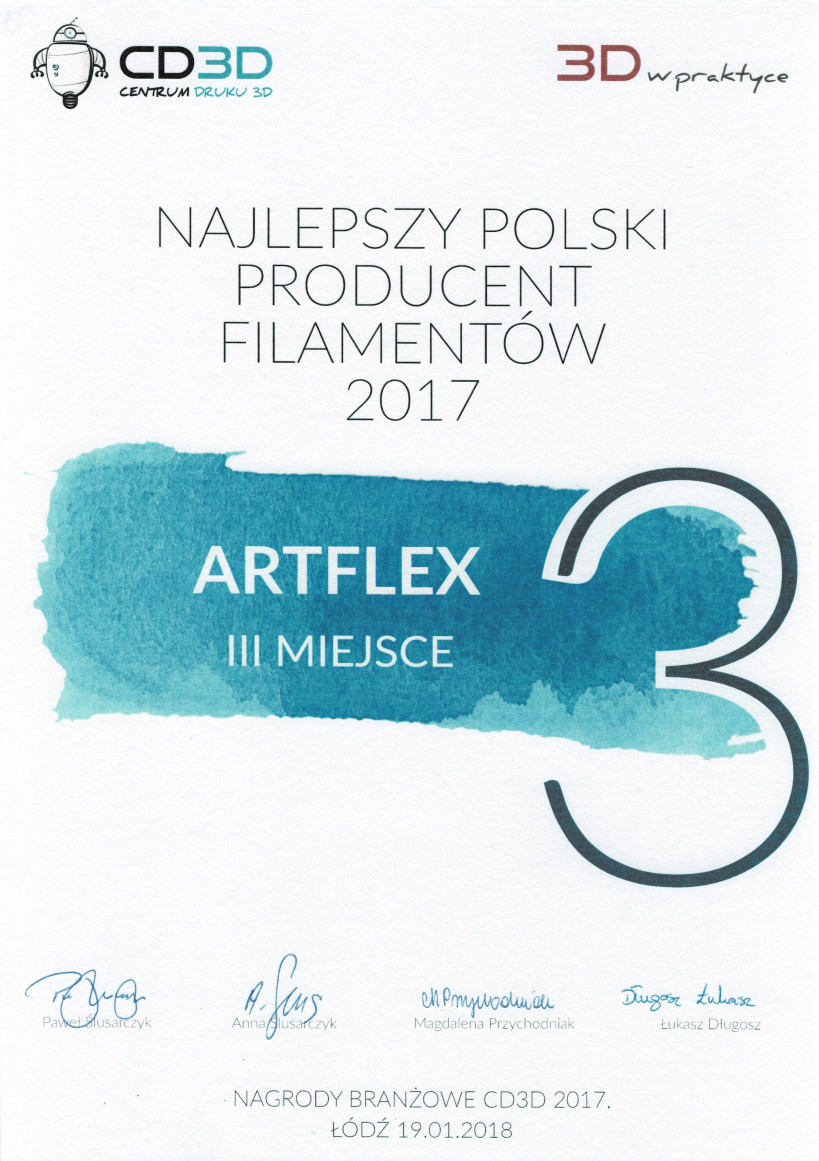 NAGRODA III MIEJSCE NAJLEPSZY POLSKI PRODUCENT FILAMENTÓW